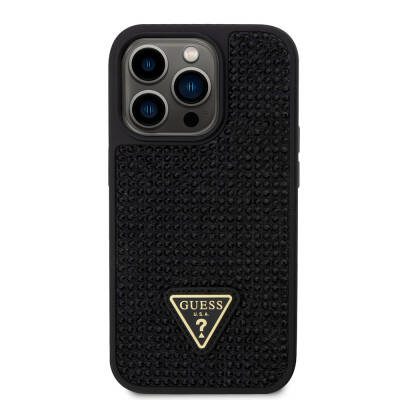 Apple iPhone 15 Pro Case Guess Original Licensed Stone Back Surface Cover with Triangle Logo - 4