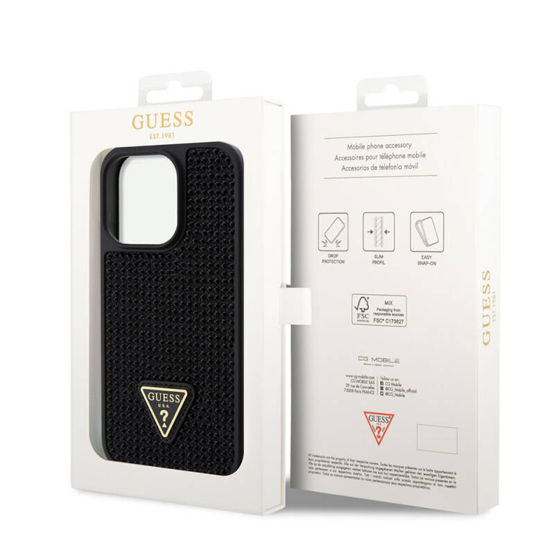 Apple iPhone 15 Pro Case Guess Original Licensed Stone Back Surface Cover with Triangle Logo - 9