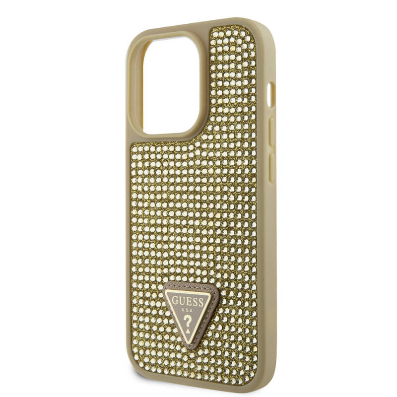 Apple iPhone 15 Pro Case Guess Original Licensed Stone Back Surface Cover with Triangle Logo - 15