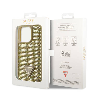 Apple iPhone 15 Pro Case Guess Original Licensed Stone Back Surface Cover with Triangle Logo - 17