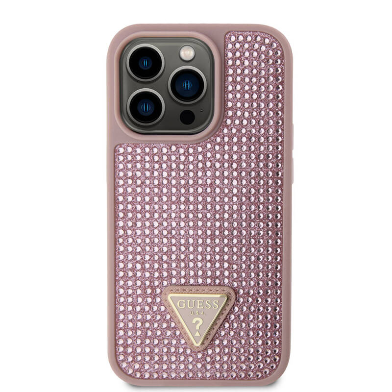 Apple iPhone 15 Pro Case Guess Original Licensed Stone Back Surface Cover with Triangle Logo - 20