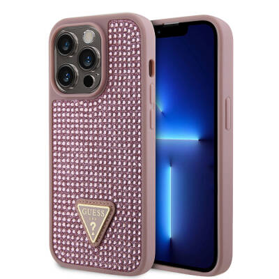 Apple iPhone 15 Pro Case Guess Original Licensed Stone Back Surface Cover with Triangle Logo - 18