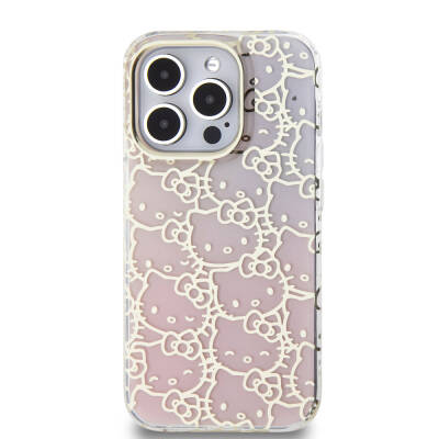 Apple iPhone 15 Pro Case Hello Kitty Original Licensed Color Transition Electroplating Coating Kitty Head Patterned Cover - 3