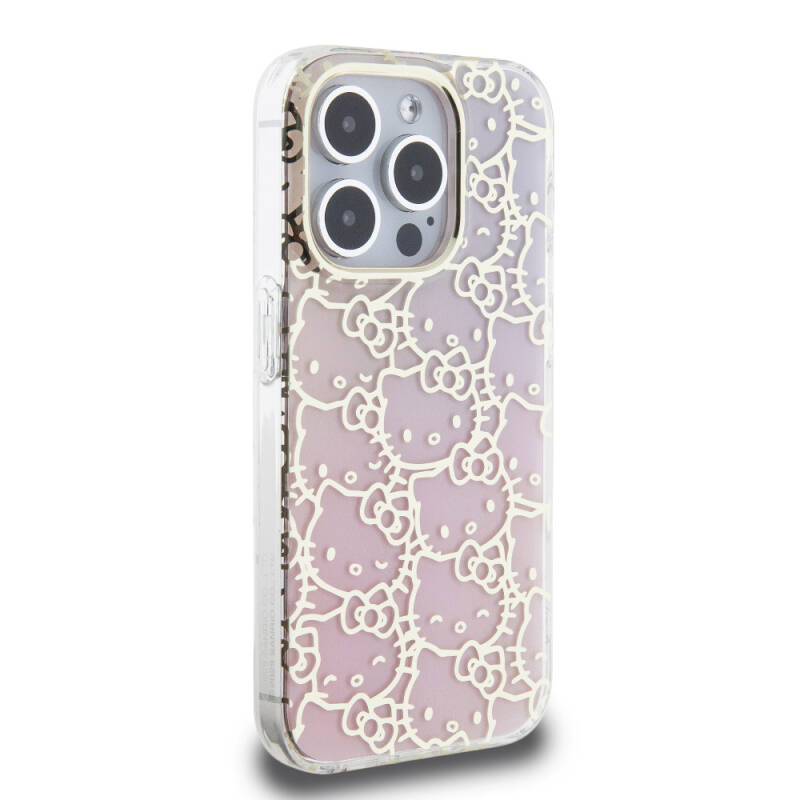 Apple iPhone 15 Pro Case Hello Kitty Original Licensed Color Transition Electroplating Coating Kitty Head Patterned Cover - 4