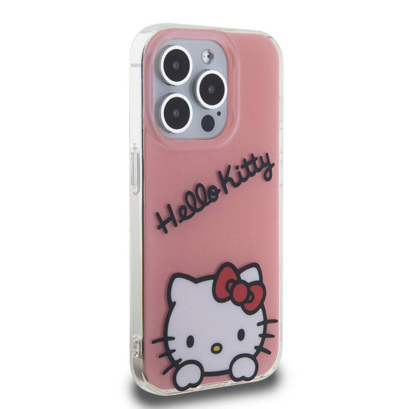 Apple iPhone 15 Pro Case Hello Kitty Original Licensed Hanging Text and Iconic Logo Daydreaming Cover - 5