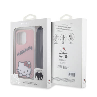 Apple iPhone 15 Pro Case Hello Kitty Original Licensed Hanging Text and Iconic Logo Daydreaming Cover - 10