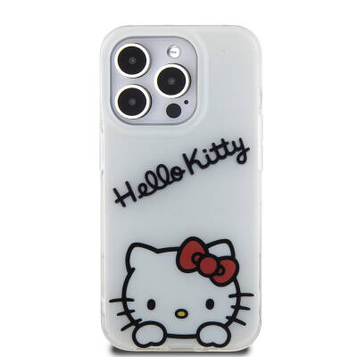 Apple iPhone 15 Pro Case Hello Kitty Original Licensed Hanging Text and Iconic Logo Daydreaming Cover - 12