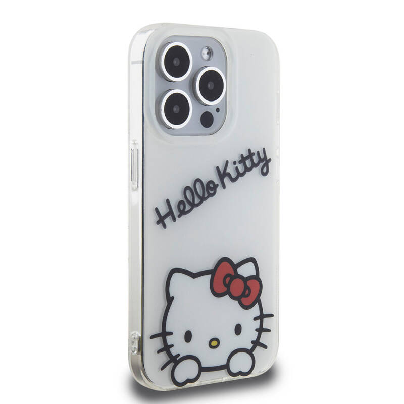 Apple iPhone 15 Pro Case Hello Kitty Original Licensed Hanging Text and Iconic Logo Daydreaming Cover - 13