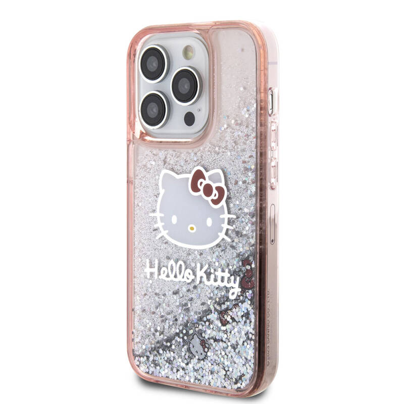 Apple iPhone 15 Pro Case Hello Kitty Original Licensed Iconic Liquid Glitter Cover - 3