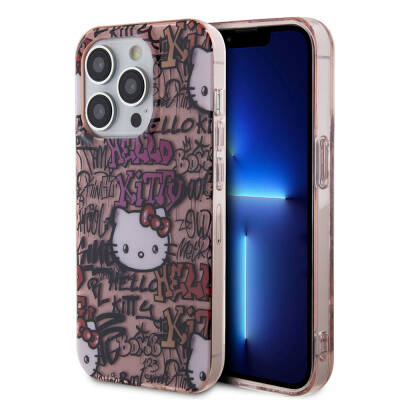 Apple iPhone 15 Pro Case Hello Kitty Original Licensed Iconic Logo Sticker Graffiti Cover - 1