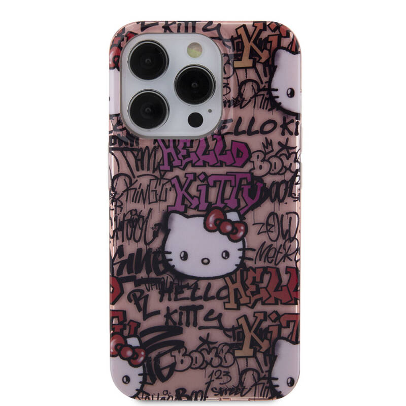 Apple iPhone 15 Pro Case Hello Kitty Original Licensed Iconic Logo Sticker Graffiti Cover - 4