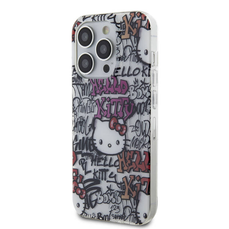 Apple iPhone 15 Pro Case Hello Kitty Original Licensed Iconic Logo Sticker Graffiti Cover - 11