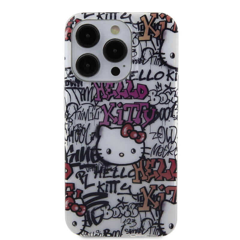 Apple iPhone 15 Pro Case Hello Kitty Original Licensed Iconic Logo Sticker Graffiti Cover - 12