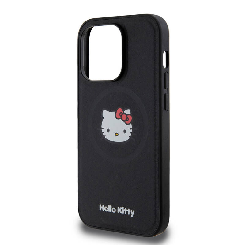 Apple iPhone 15 Pro Case Hello Kitty Original Licensed Magsafe Charge Kitty Head Leather Cover - 14