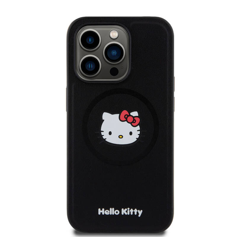 Apple iPhone 15 Pro Case Hello Kitty Original Licensed Magsafe Charge Kitty Head Leather Cover - 9