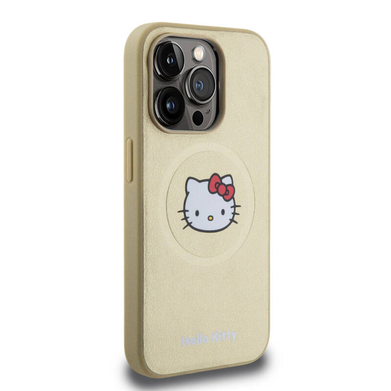 Apple iPhone 15 Pro Case Hello Kitty Original Licensed Magsafe Charge Kitty Head Leather Cover - 4