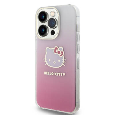 Apple iPhone 15 Pro Case Hello Kitty Original Licensed Text and Iconic Logo Electroplating Coating Gradient Cover - 2