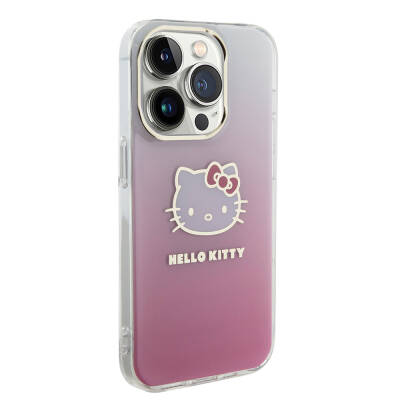 Apple iPhone 15 Pro Case Hello Kitty Original Licensed Text and Iconic Logo Electroplating Coating Gradient Cover - 4