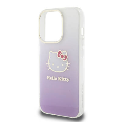 Apple iPhone 15 Pro Case Hello Kitty Original Licensed Text and Iconic Logo Electroplating Coating Gradient Cover - 14