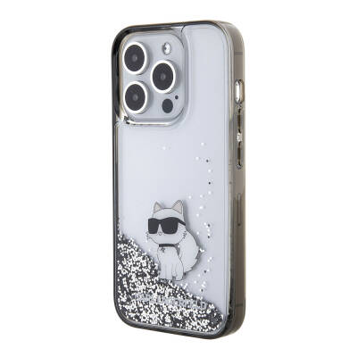 Apple iPhone 15 Pro Case Karl Lagerfeld Choupette Liquid Glitter Original Licensed Cover - 2