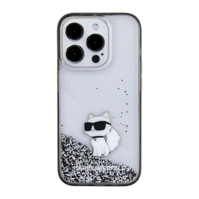 Apple iPhone 15 Pro Case Karl Lagerfeld Choupette Liquid Glitter Original Licensed Cover - 3