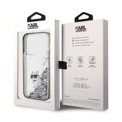 Apple iPhone 15 Pro Case Karl Lagerfeld Choupette Liquid Glitter Original Licensed Cover - 7