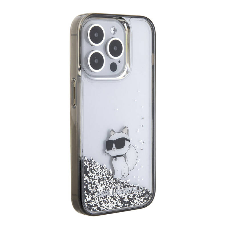 Apple iPhone 15 Pro Case Karl Lagerfeld Choupette Liquid Glitter Original Licensed Cover - 8