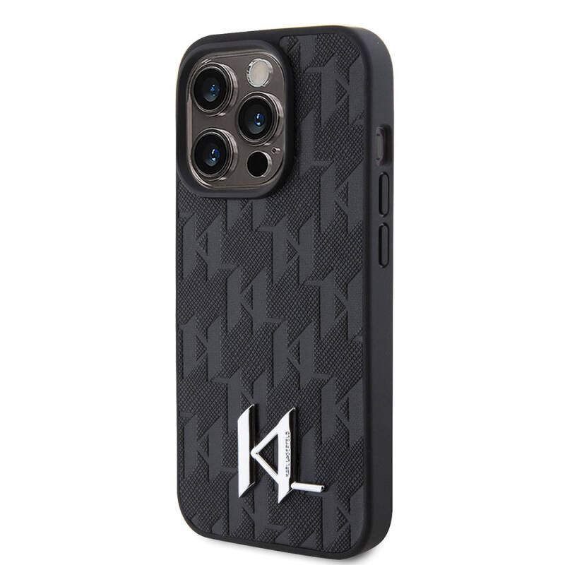 Apple iPhone 15 Pro Case Karl Lagerfeld Hot Stamp K&L Metal Logo Original Licensed Cover - 2