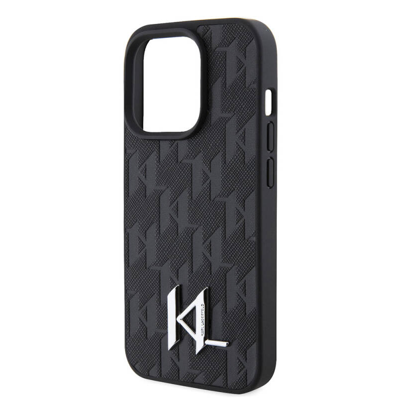 Apple iPhone 15 Pro Case Karl Lagerfeld Hot Stamp K&L Metal Logo Original Licensed Cover - 5