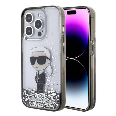 Apple iPhone 15 Pro Case Karl Lagerfeld Iconic Liquid Glitter Original Licensed Cover - 1