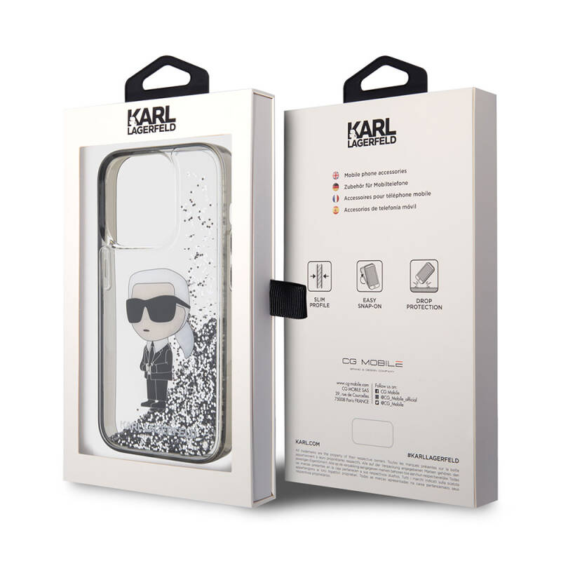 Apple iPhone 15 Pro Case Karl Lagerfeld Iconic Liquid Glitter Original Licensed Cover - 7