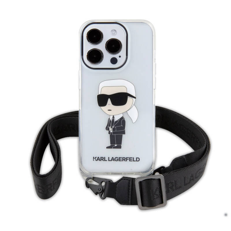 Apple iPhone 15 Pro Case Karl Lagerfeld Original Licensed Karl Iconic Crossbody Cover with Neck Strap - 2