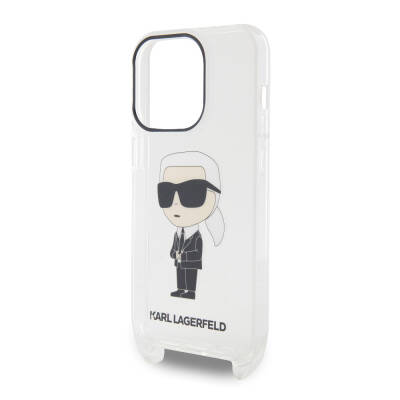 Apple iPhone 15 Pro Case Karl Lagerfeld Original Licensed Karl Iconic Crossbody Cover with Neck Strap - 5