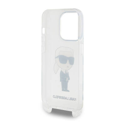 Apple iPhone 15 Pro Case Karl Lagerfeld Original Licensed Karl Iconic Crossbody Cover with Neck Strap - 6