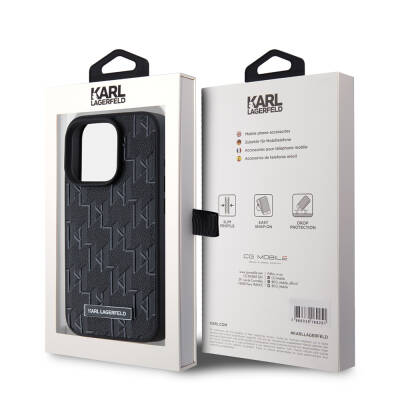 Apple iPhone 15 Pro Case Karl Lagerfeld Original Licensed Magsafe Charging Featured KL Written Hot Stamp Cover - 16