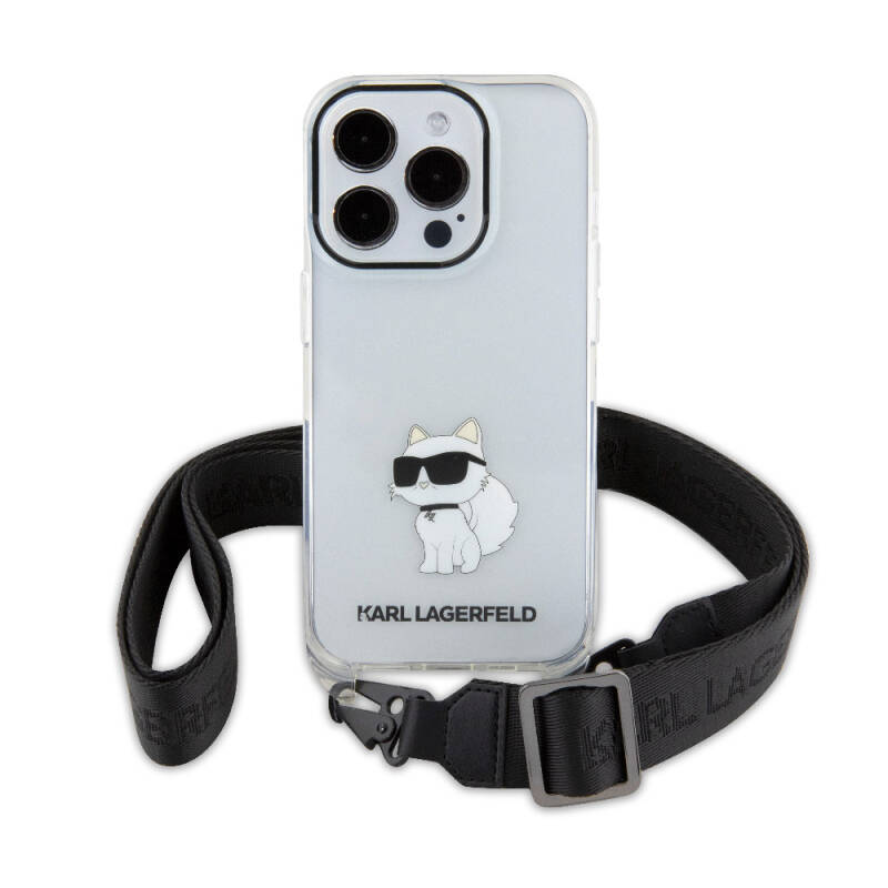 Apple iPhone 15 Pro Case Karl Lagerfeld Original Licensed Neck Strap Choupette Iconic Crossbody Cover - 2