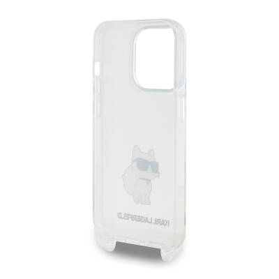 Apple iPhone 15 Pro Case Karl Lagerfeld Original Licensed Neck Strap Choupette Iconic Crossbody Cover - 6