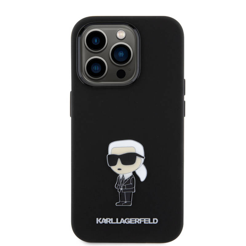 Apple iPhone 15 Pro Case Karl Lagerfeld Silicone Iconic Metal Logo Original Licensed Cover - 3