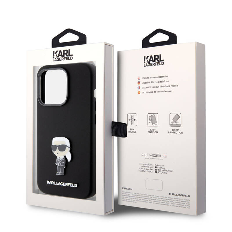 Apple iPhone 15 Pro Case Karl Lagerfeld Silicone Iconic Metal Logo Original Licensed Cover - 7