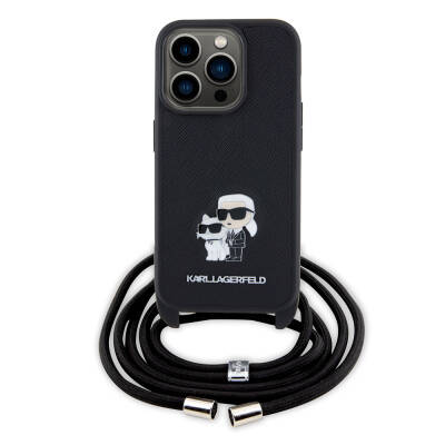 Apple iPhone 15 Pro Case Karl Lagerfeld Strap String K&C Metal Logo Original Licensed Cover - 2