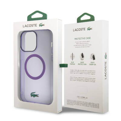 Apple iPhone 15 Pro Case Lacoste Original Licensed Magsafe Charging Feature Iconic Crocodile Logo Hard Parme Cover - 8