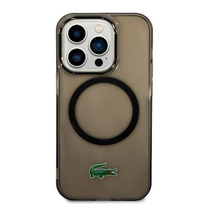 Apple iPhone 15 Pro Case Lacoste Original Licensed Magsafe Charging Feature Transparent Crocodile Logo Printed Cover - 3
