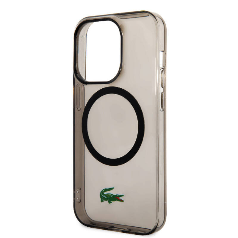 Apple iPhone 15 Pro Case Lacoste Original Licensed Magsafe Charging Feature Transparent Crocodile Logo Printed Cover - 6