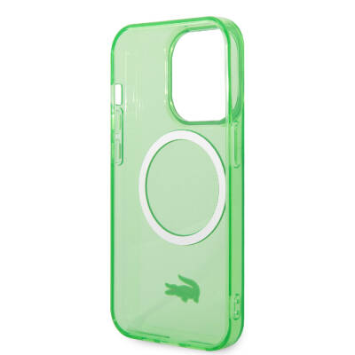 Apple iPhone 15 Pro Case Lacoste Original Licensed Magsafe Charging Feature Transparent Crocodile Logo Printed Cover - 16