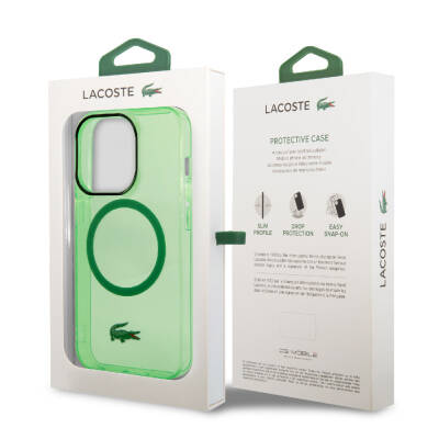 Apple iPhone 15 Pro Case Lacoste Original Licensed Magsafe Charging Feature Transparent Crocodile Logo Printed Cover - 17