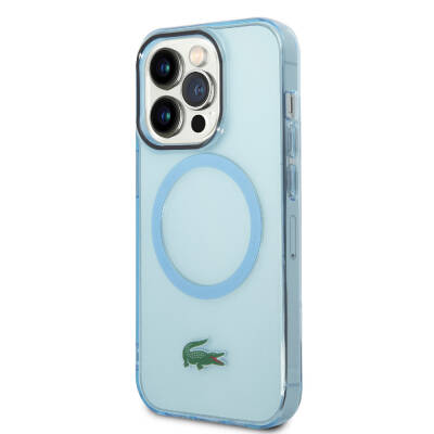 Apple iPhone 15 Pro Case Lacoste Original Licensed Magsafe Charging Feature Transparent Crocodile Logo Printed Cover - 19
