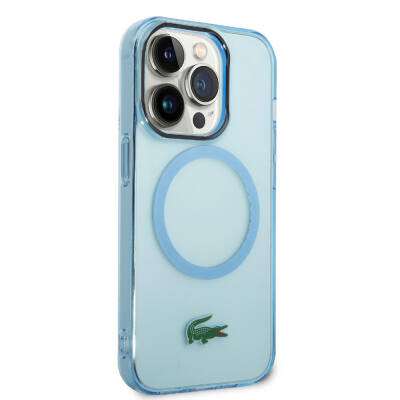 Apple iPhone 15 Pro Case Lacoste Original Licensed Magsafe Charging Feature Transparent Crocodile Logo Printed Cover - 21