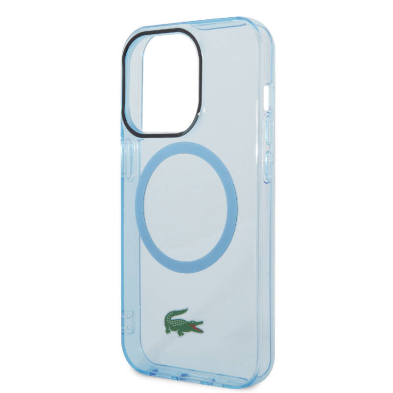 Apple iPhone 15 Pro Case Lacoste Original Licensed Magsafe Charging Feature Transparent Crocodile Logo Printed Cover - 23