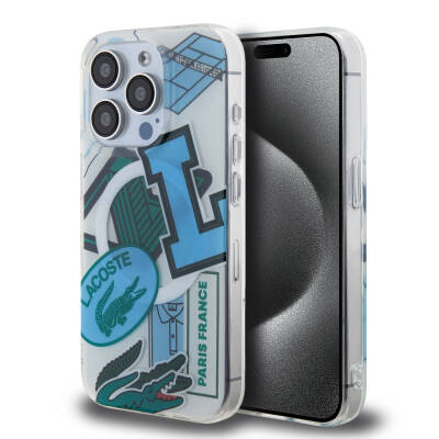 Apple iPhone 15 Pro Case Lacoste Original Licensed Magsafe Double Layer Patches Patterned Cover with Charging Feature - 1