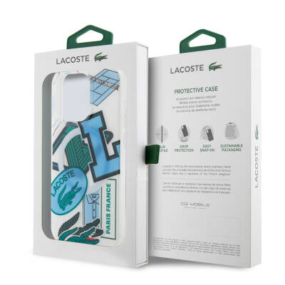 Apple iPhone 15 Pro Case Lacoste Original Licensed Magsafe Double Layer Patches Patterned Cover with Charging Feature - 8